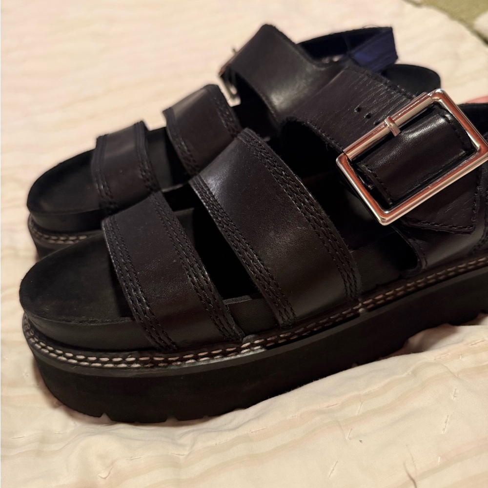 Clarks Black Leather Sandals